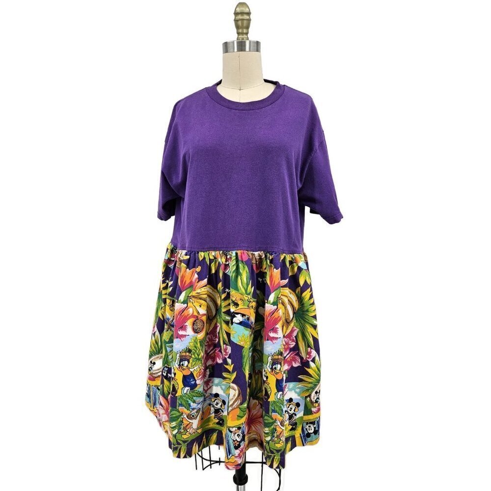 Vtg Mickey Unlimited Jerry Leigh Dress Womens M Mickey Minnie Hawaiian Beach 90s